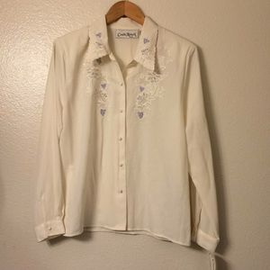 Claudia Richard long sleeve floral shirt SZ 12